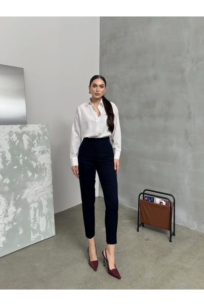 asfamoda Γυναικείο Μαύρο Πλισέ Παντελόνι Palazzo με καθιστή μέση χωρίς κουμπιά