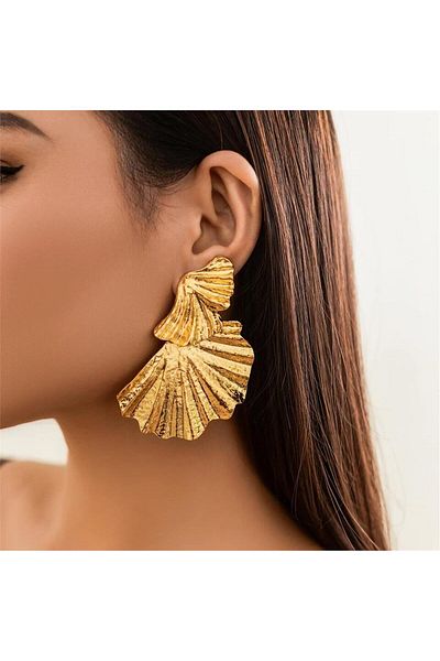 Pelin Aksesuar Gold Large Layered Half Earrings