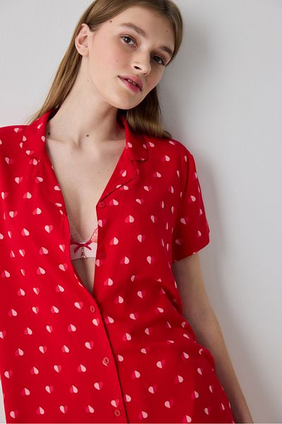 Penti Je t'Aime Shirt Pants Red Pajama Set - Loves Paris Collection