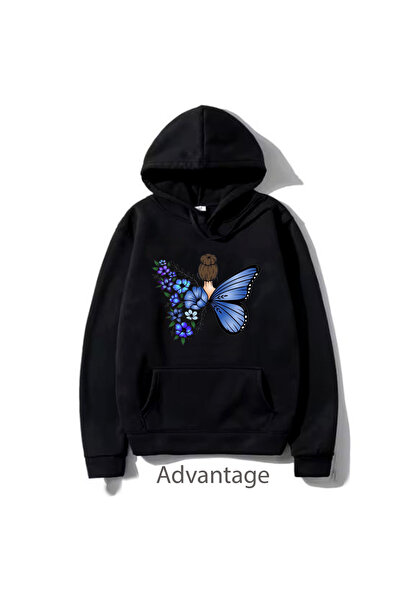 Korefanzin Unisex crna Sa kapuljačom majica - leptir Štampano