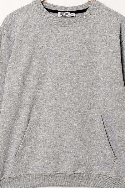 VALERY Hanorac gri oversize unisex cu buzunar cangur