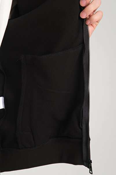 Frappoli Joyson Men's Black Slim Fit Slim Fit Stand Collar Long Zip Solid Sweatshirt