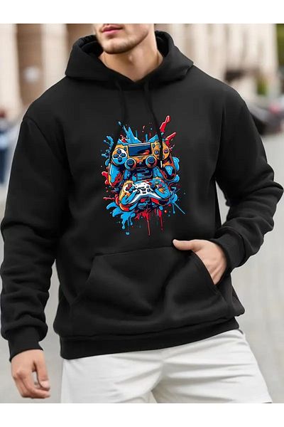 DAXİS Sportwear Company Ανδρικό φούτερ με στάμπα με κουκούλα