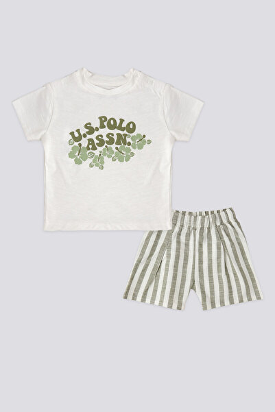 U.S. Polo Assn. Baby Girl Cream 2 τεμαχίων Βρεφικό Σετ