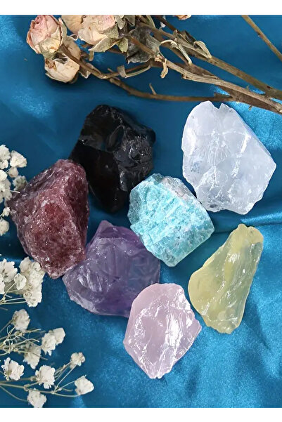 Nelleovana 7 Çakra Ham Doğal Taş (Akuamarin-Pembe Kuv.-Ametist-Obsidyen-Limon...