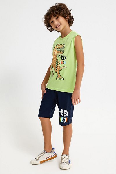 Rolypoly T-Rex Lime Boy Bermuda Suit