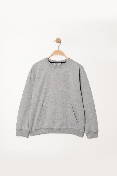 VALERY Hanorac gri oversize unisex cu buzunar cangur