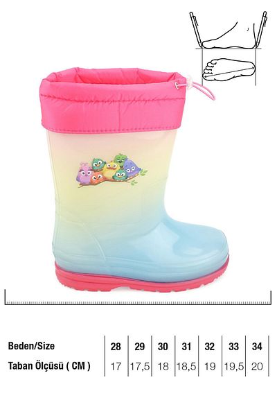 GEZER 00675 Girl's Thermal Lined Water Rainproof Boots