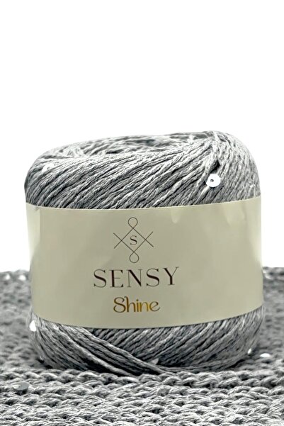 SENSY Shine Pullu Örgü Ipi Pullu Ip Gri