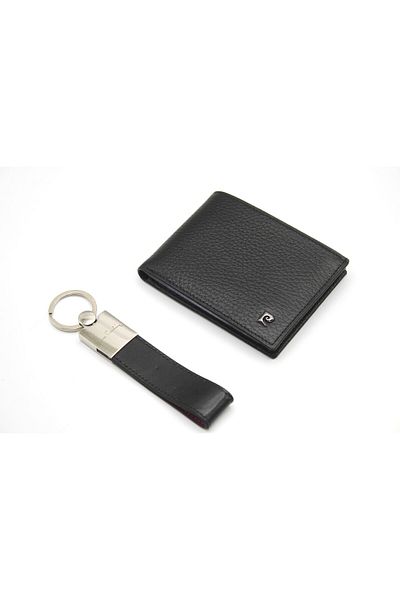 Pierre Cardin Genuine Leather Card Holder and Keychain Gift