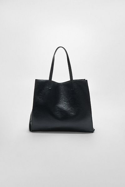 Stradivarius Reversible leather effect shopper bag