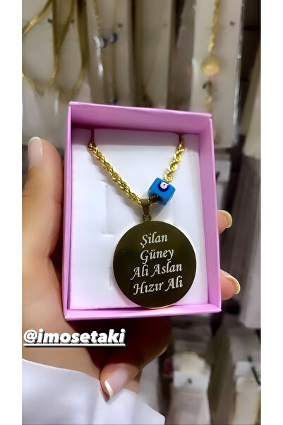 İMOSE TAKI ÇELİK LAZERLE İSİM YAZILAN PLAKA KOLYE