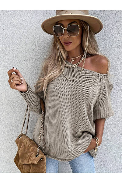 JANES Bluză de damă cu mânecă lungă, cu un singur umăr