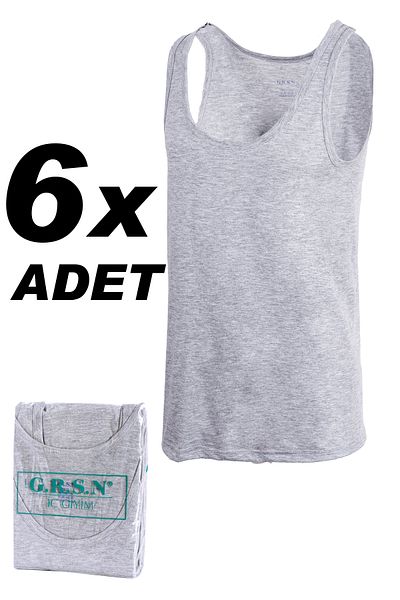 GRSN Tricou pentru bărbați, 6 piese, 100% bumbac, confortabil, moale, pieptănat, gri natural