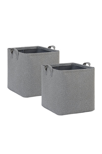 Ocean Home Textile 2 Pieces Anthracite Closet Laundry Toy Organizer Folding Storage Basket Organizer 30X30X30