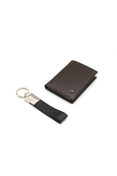 Pierre Cardin Genuine Leather Card Holder and Keychain Set - Pc032
