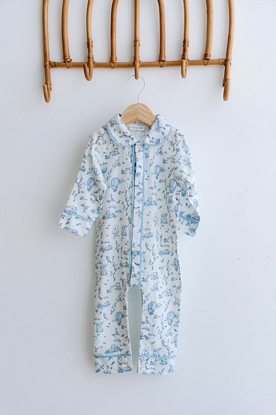 Atelier Babbi Cotton Satin Jumpsuit - Toile De Jouy / Blue