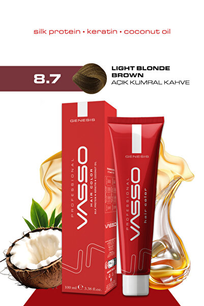 VASSO Kadın Saç Boyası 8.7 Açık Kumral Kahve 100 ml