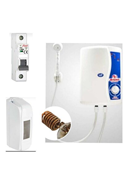 ARTEMİS Bakır Rezistanslı Elektrikli Şofben Artemis Sigorta Ve Kutus Dahil Paket