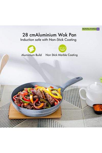 ROYALFORD 26 CM Smart Wok Pan with Marble Coating- RF9840