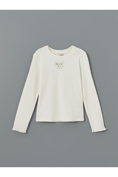 LC Waikiki Crew Neck Stone Printed Girl's T-Shirt