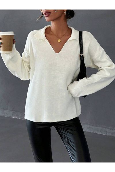 ÇEÇİM PULOVER DE TRICOT DE FEMEI CU GÂTUL ÎN V ZYN-58762