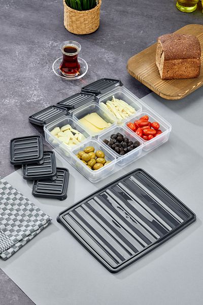 EKİP PAZARLAMA Set of 7 Refrigerator and Brown Set