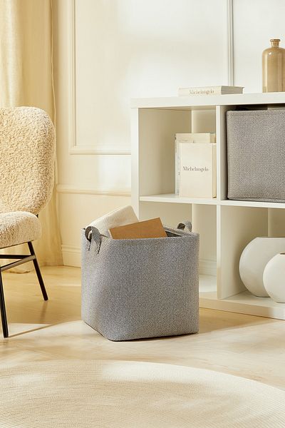 Ocean Home Textile 2' Pieces Anthracite In-Cabinet Toy and Laundry Organizer - Folding Storage Basket 30X30X30
