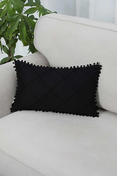 Aisha's Design Throw Pillow Cover with Pompom on the Edges,k-244