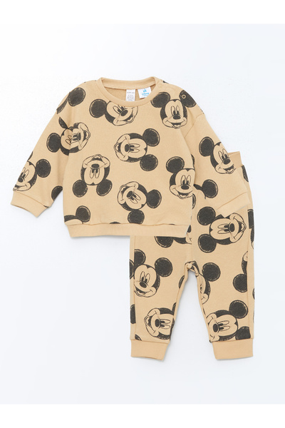LC Waikiki Mickey Mouse nyomott kisfiú pulóver és melegítőnadrág alsó 2 részes készlet