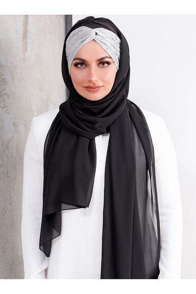 Differenza Σάλι Hijab Ready-made Sim Sequin Knot - Ασημί