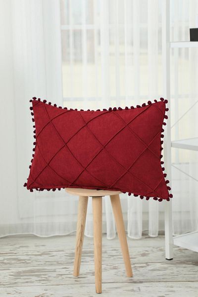 Aisha's Design Husă de pernă cu pompoane pe margini, k-244