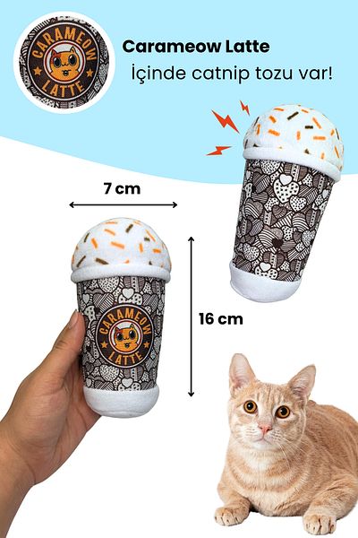 Miyav Miyavcafe Set of 2 Cat Toys Catnip Carameow Latte with Rustle Cookie Sound Cat Toys