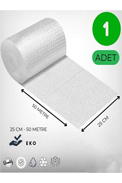 PATPAT Balonlu Naylon25cm X 50 Mt Eko 1 .sınıf Balonlu Poşet Havalı Naylon Pat Pat Ambalaj