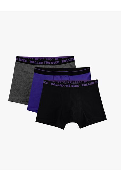 Koton Σετ Boxer 3 τεμαχίων με λεπτομέρεια από βαμβακερή στάμπα