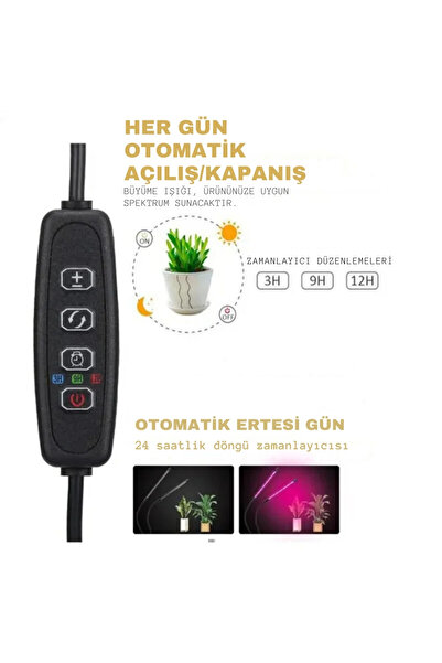 Store Bitki Çiçek Büyütme Işığı Led 4lu Dim Ayarlanabilir Zamanlayıcı Tam Spektrumlu Usb Bitki Lambası