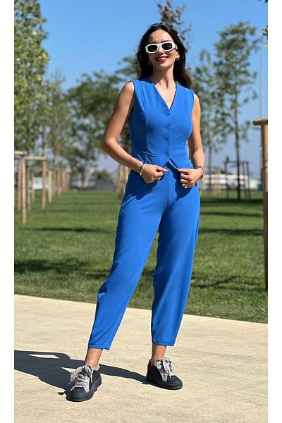 Atelier Derin Pantaloni albaștri din lycra cu tăietură cu balon