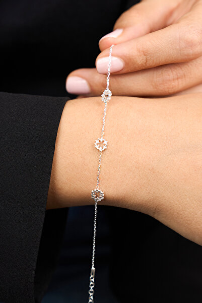 Elika Silver 925 Ayar Gümüş Zarif Kar Tanesi Bileklik ELKAB92313