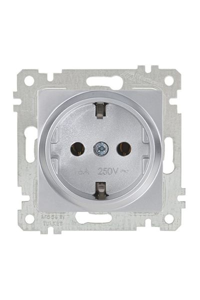 Mutlusan Rita Inox Mechanism Button Grounded Socket