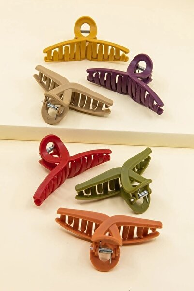 white stars Akix Kadın 6'lı Renkli Fiyonk Mandal Toka Seti (RENKLİ KISKAÇLI S...