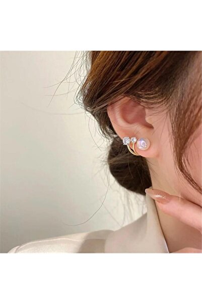 Pelin Aksesuar İncili Kristalli Hayalet Küpe