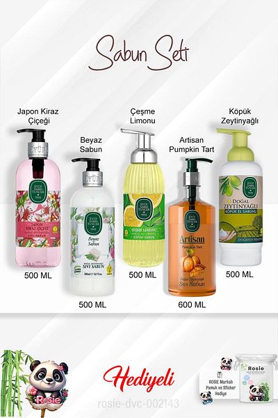 Eyüp Sabri Tuncer Fountain Lemon, Artisan Pumpkin, White Soap, Olive Oil, Japanese Cherry Blossom and Rosie
