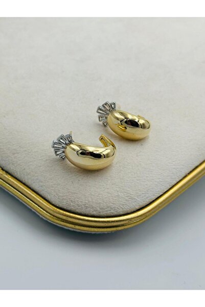 MyladyAccessoriess Baget Taş Detaylı Halka Küpe (Çelik)