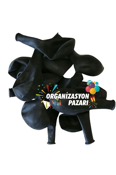 Organizasyon Pazarı 12 inch Black Color 10 Pieces Pastel Decoration Balloon