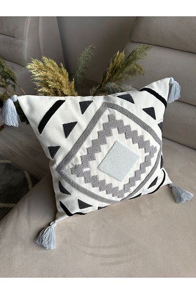 Reset Punch Embroidered Throw Pillow Cover