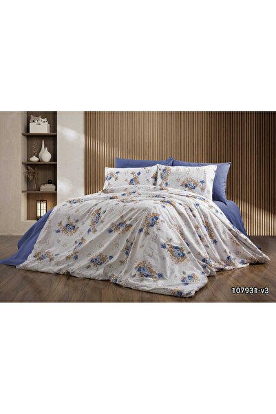 BALA HOME طقم غطاء لحاف مزدوج من القطن بنمط الأزهار (ملاءة مرنة)