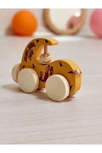 tinyminywoods ahşap taş devri  arabası oyuncak araba el yapımı doğal sevimli dekoratif ahşap oyuncak