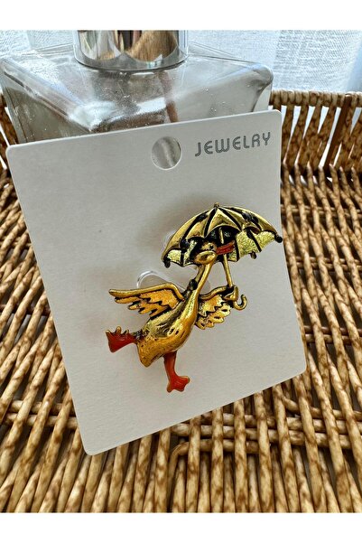 Pelin Aksesuar Şemsiyesli Sevimli Ördek Broş