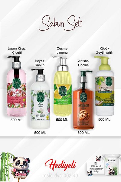 Eyüp Sabri Tuncer 500ml Artisan Cookie - Fountain Lemon, Japanese Cherry Blossom, White Soap, Olive Oil and Rosie