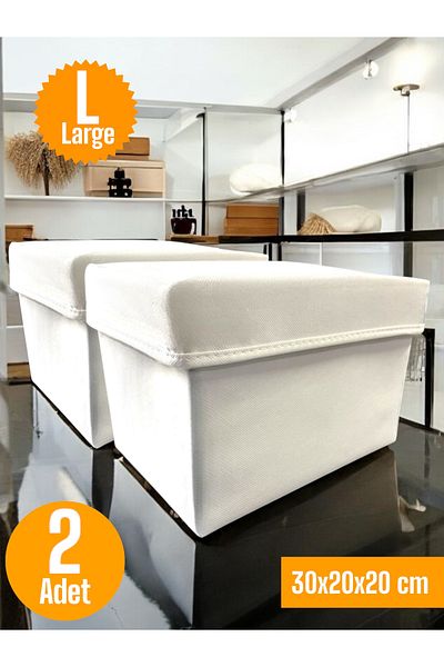 Balkan Room 2 Pieces White Clamshell In-Cabinet Organizer Box Multi-Purpose Storage Box Large 30X20X20 cm